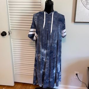 NWT soft hoodie tshirt dress with sporty stripes